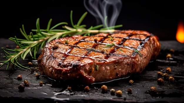 Gloeiende Vlammen Van Gegrilde Char Steak Klaar Om Te Eten