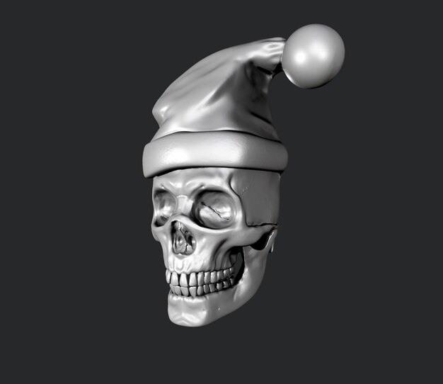 Gloeiende zwarte metalen demon schedel 3D render