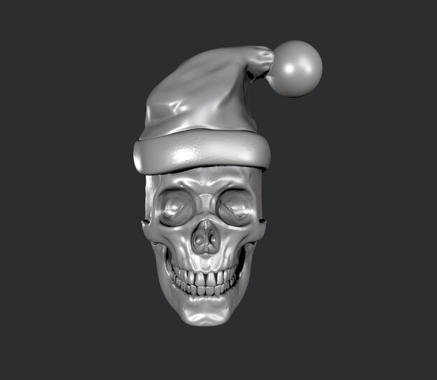 Gloeiende zwarte metalen demon schedel 3D render
