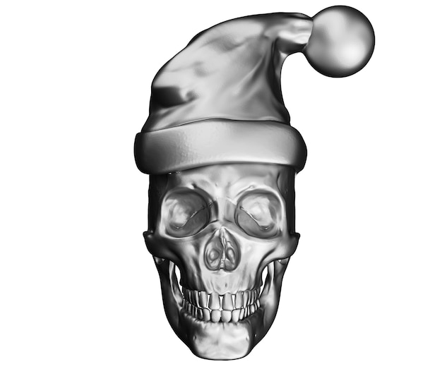 Gloeiende zwarte metalen demon schedel 3D render