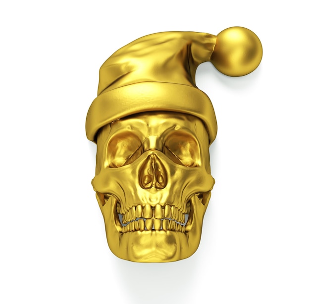 Gloeiende zwarte metalen demon schedel 3D render