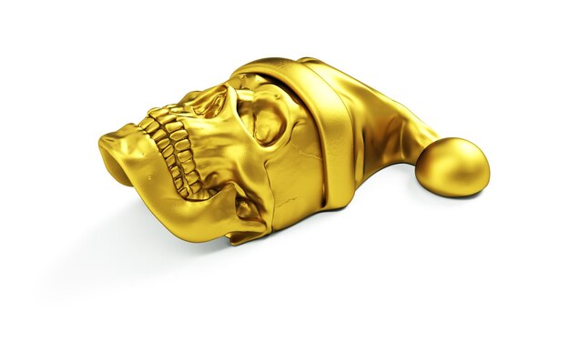 Gloeiende zwarte metalen demon schedel 3D render
