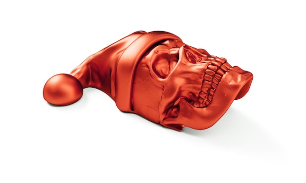 Gloeiende zwarte metalen demon schedel 3D render