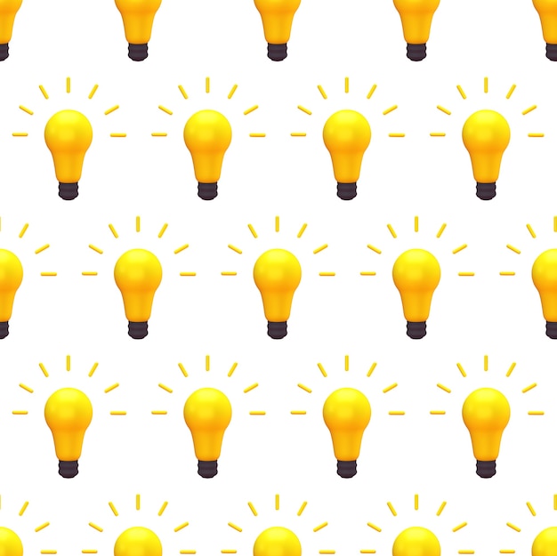 Gloeilamp idee naadloze patroon op witte achtergrond.