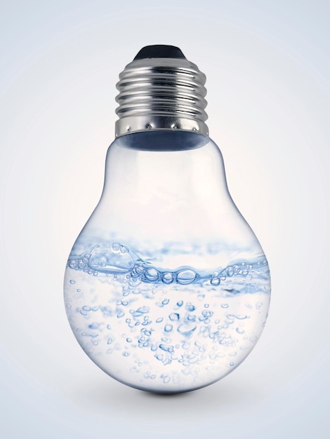 Gloeilamp met water binnen Abstract concept