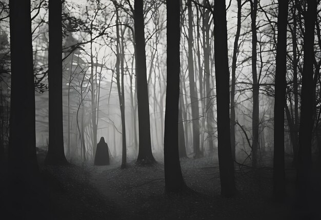 gloomy ghost standing on ground in forest 3