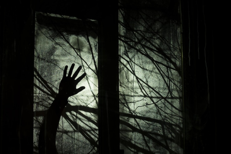 Gloomy and terrible view of the window