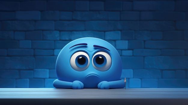 Глубокий персонаж мультфильма на фоне кирпичной стены Голубой понедельник самый депрессивный день