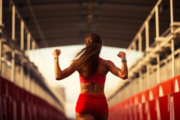 Glorie op de laatste streep Vrouwelijke atleet wint de race