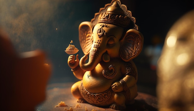 Glorieus olifantenbeeld ter herdenking van het Ganesh Chaturthi-festival