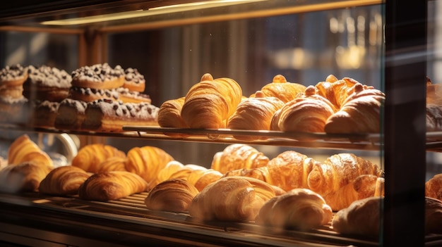 Foto una gloriosa vetrina di dolci deliziosi che stuzzicano i sensi