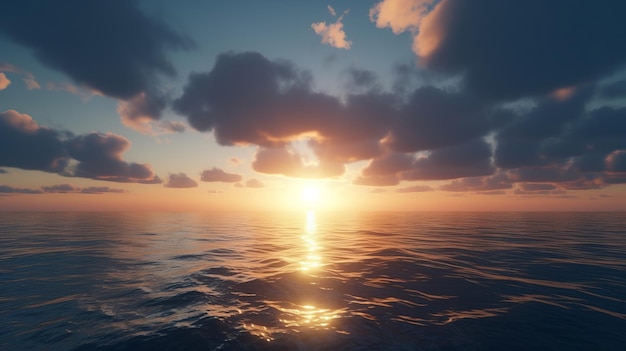 Glorious Sunrise Over the Ocean's Clouds 3D Effect