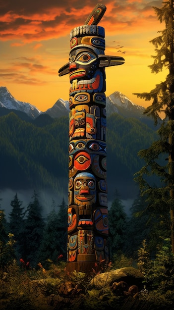 Glorious Tall Animal Totem Pole The Land of the Eagle