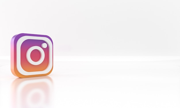 Glossy 3d render design of the Instagram social network media logo or symbol on white background