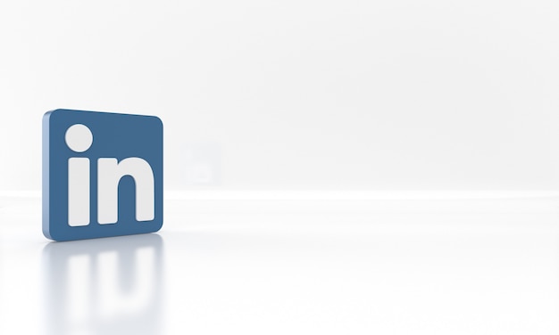 Photo glossy 3d render design of the linkedin social network media logo or symbol on white background