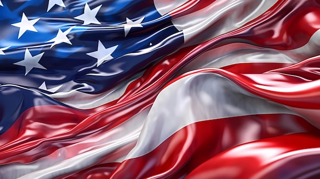 独立記念日の光沢のあるアメリカ国旗の抽象的な背景生成 ai
