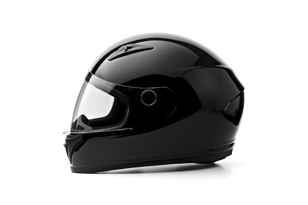 Photo glossy black helmet isolated on white