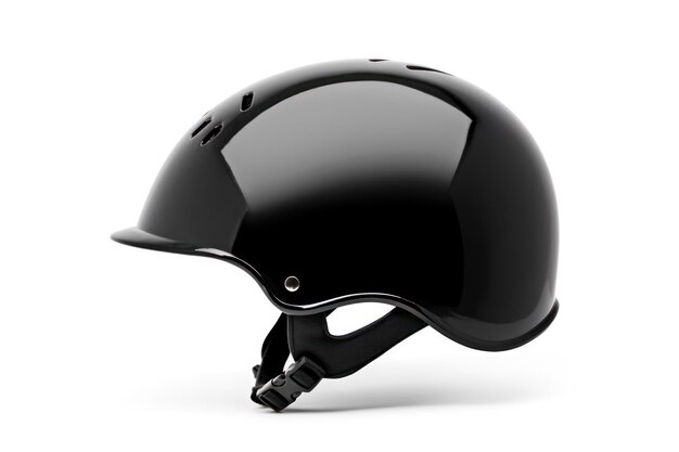 Photo glossy black helmet isolated on white