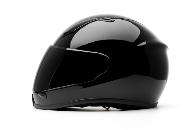 Glossy black helmet isolated on white