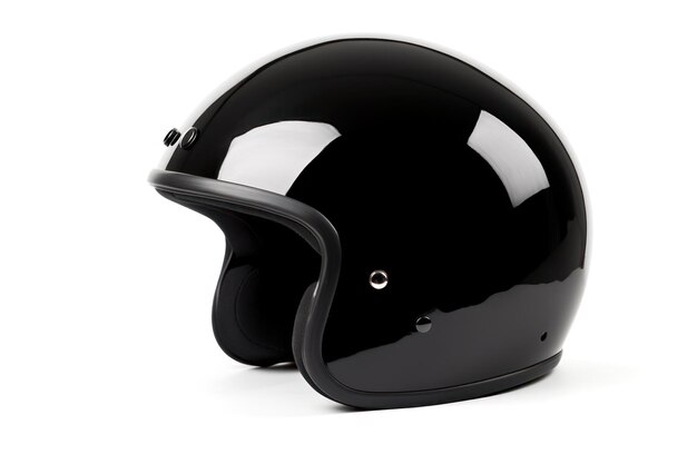 Photo glossy black helmet isolated on white