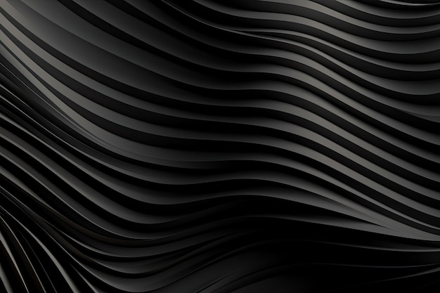 Glossy black wavy texture Background with curvy shapes Generative AI