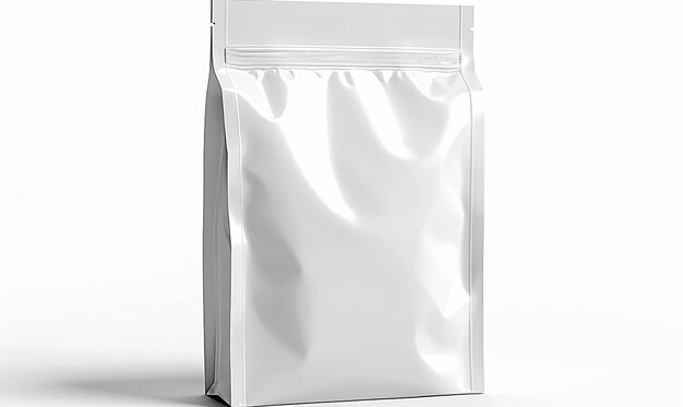 Glossy Blank Coffee Bag White Mockup isolated White