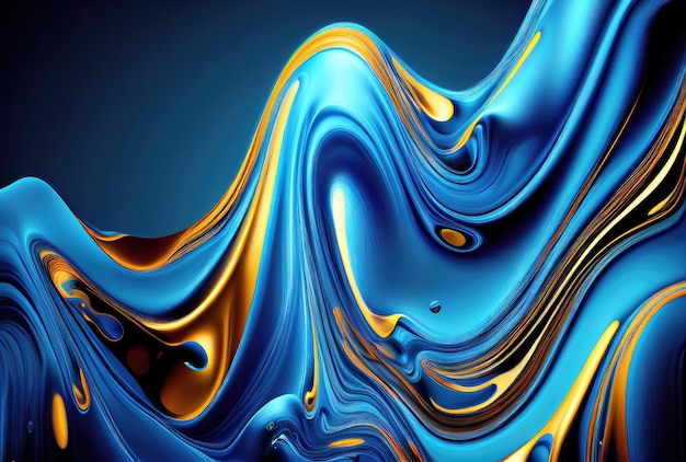 Photo glossy blue abstract liquid background creative art and wallpaper concept generative ai
