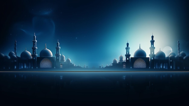 glossy blue color eid al adha mubarak background design islamic ramadan eid background