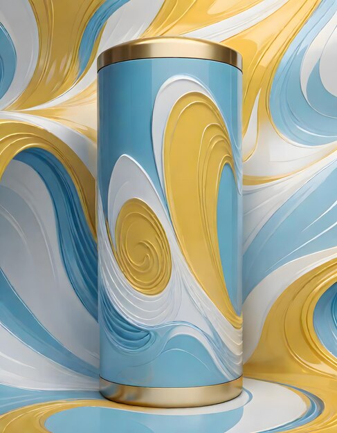 Photo glossy cylinder with wave pattern generative ai