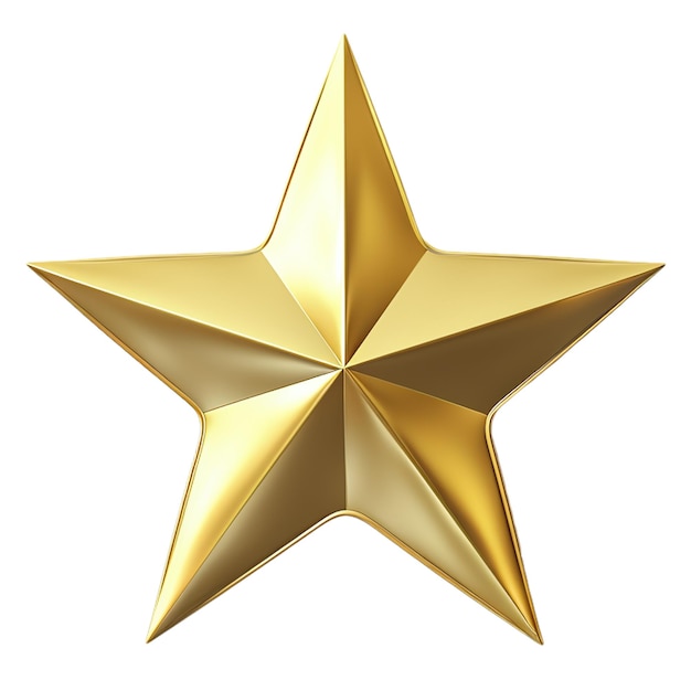 Глянцевая пятиконечная золотая звезда на белом фоне
