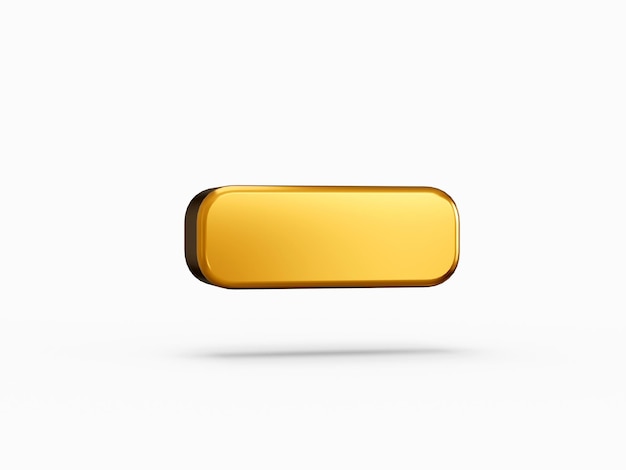 Глянцевый золотой символ минус на белом фоне 3d иллюстрация с тенью