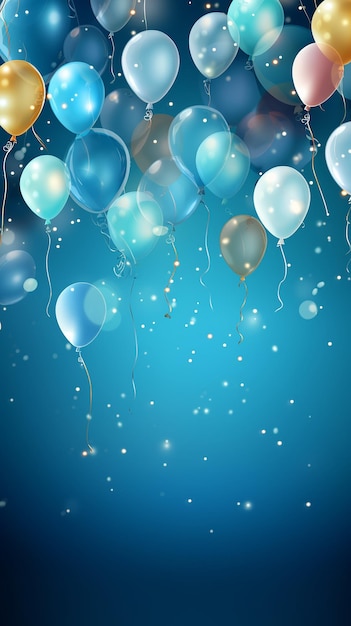 Glossy happy birthday balloons background illustration