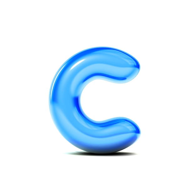 Foto carattere di bolla lucido lettera c isolato su sfondo bianco rendering 3d