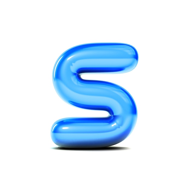 Glossy letter S bubble font isolated on white background 3D Rendering