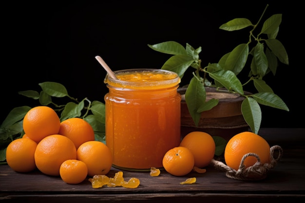 Glossy Orange jam jar Generate Ai