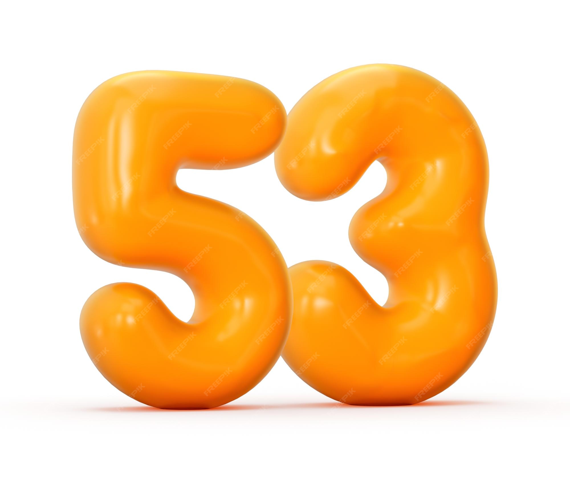 Premium Photo | Glossy orange jelly number 53 or fifty three isolated