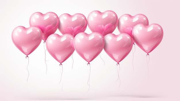 Глянцевые розовые воздушные шары в форме сердца