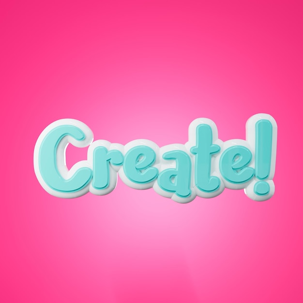Photo glossy plastic word create on pink background