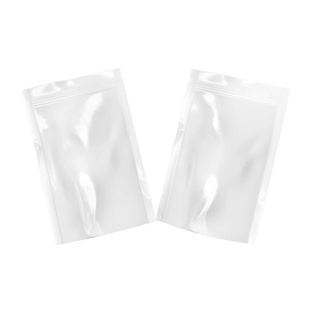 Glossy Pouch Up Blank White Template isolated in a White Background