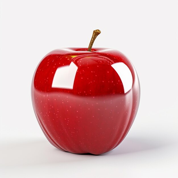 Glossy Red Apple on White Background