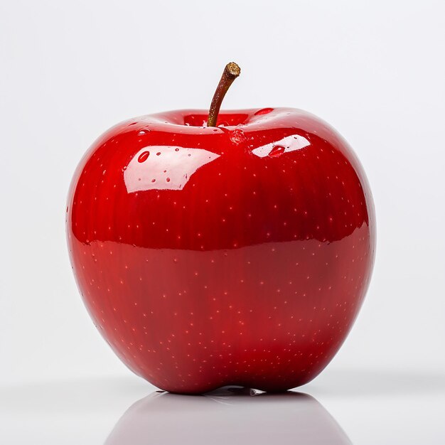 Glossy Red Apple on White Background