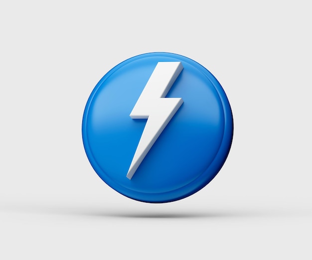 Glossy shiny Electricity icon isolated on gray background with shadow 3d illustration