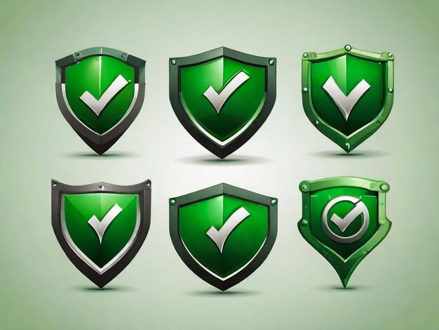 Photo glossy shiny green vector shield protected icon