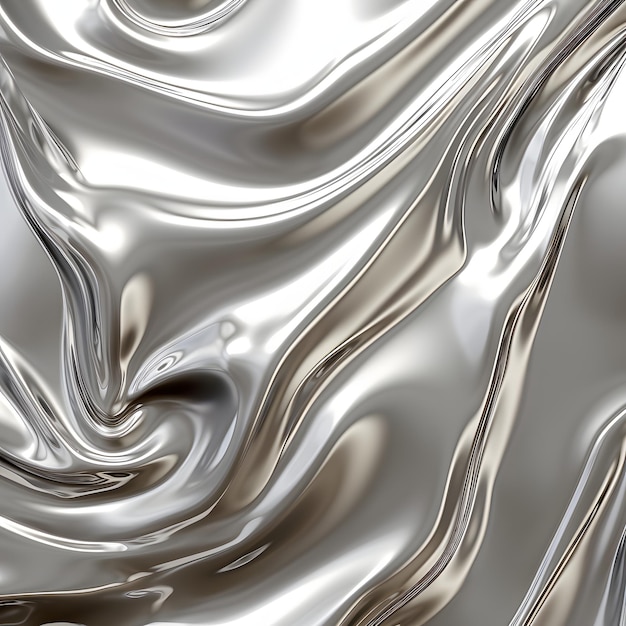 Photo glossy silver liquid texture background melted metal background