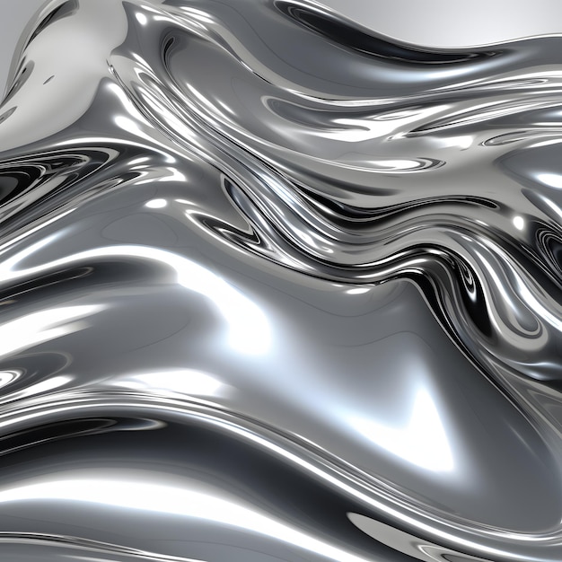 Photo glossy silver liquid texture background melted metal background