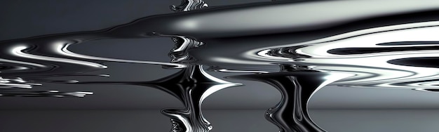 Glossy silver metal fluid glossy chrome mirror water effect background backdrop texture Generative AI