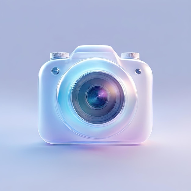 Glossy stylized glass icon of camera photo photography