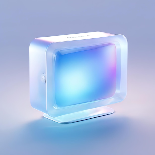 Glossy stylized glass icon of computer pc desktop monitor