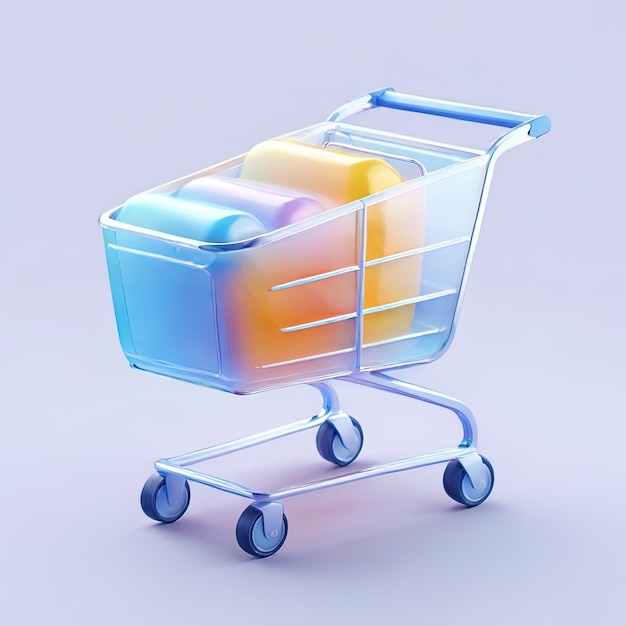 Фото Блестящая стилизованная стеклянная икона shopping trolley shopping cart trolley cart онлайн покупка