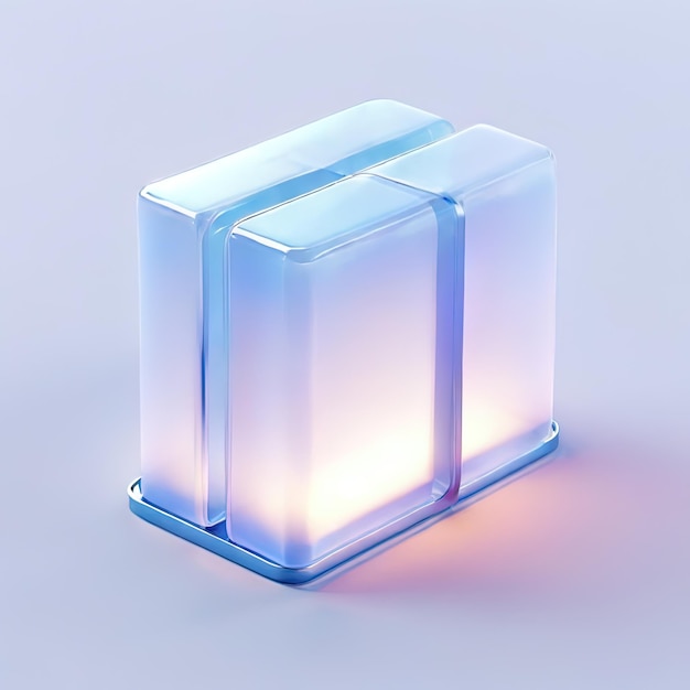 Glossy stylized glass icon of office building office building blocks cubes